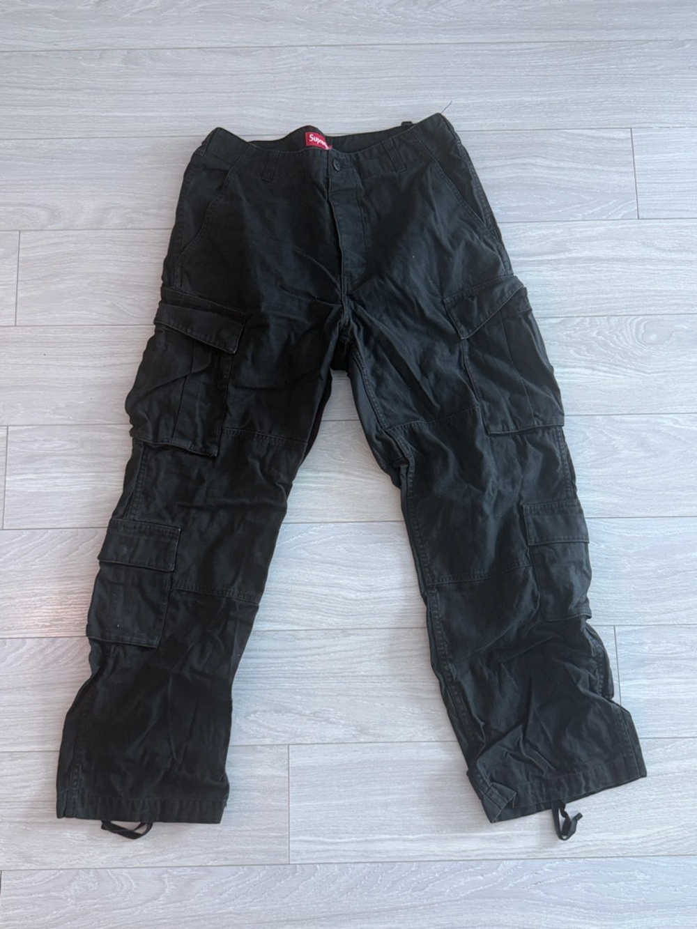 Supreme Black Cargo Pants with Multiple Pockets